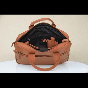 Sac pour ordinateur portable de luxe pour homme, tissu imperméable, mallette d'affaires, panneau en cuir véritable, léger, grande capacité, bureau - Product Image 5