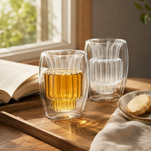 Tasse en verre borosilicate double paroi de 200 ml, faite à la main, sans plomb, isolée, pour café, thé, latte, expresso, réutilisable, en gros - Product Image 5