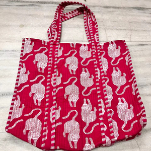 Floral Handprinted Large Quilted Tote <b>Bags</b> <b>Boho</b> Overnight Weekender Beach Tote <b>Bag</b> Eco Friendly Shopping Stylish Multi Purpose - Product Image 1