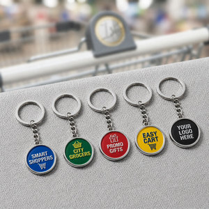 Porte-clés personnalisés en forme de jeton de chariot Euro |   Porte-clés en forme de chariot de courses |   jeton logo en émail souple |   pour les acheteurs de cadeaux promotionnels - Product Image 1
