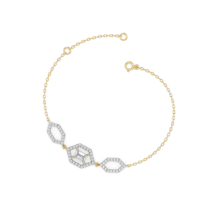 Bracelet de luxe pour femme en or 18 carats plaqué or avec diamants hexagonaux taille Asscher, idéal pour le quotidien - Product Image 2