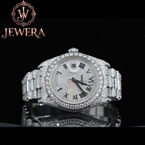 Mossinate Elegant Stainless Steel Silver <b>Watch</b> Genuine Diamond Encrusted Timepiece with Waterproof Design - Product Image 1