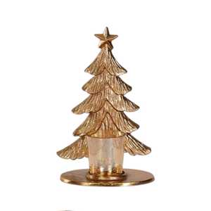 Wholesale Christmas Tree Tealight <b>Candle</b> <b>Holder</b> Gold Metal Home Wedding Holiday Decoration - Product Image 1