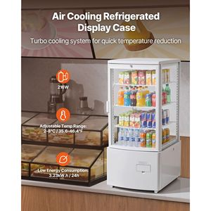 Vetrina Refrigerata Commerciale da Banco per Pasticceria, 3 Cu.Ft./85L, 3 Ripiani, Illuminazione LED, Alimentazione Elettrica con Refrigerazione - Product Image 2
