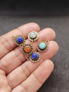 Connecteurs en laiton avec pierres précieuses pour la fabrication de bijoux |   Liens en laiton faits à la main avec pierres précieuses naturelles |   Composants de bijoux en gros - Product Image 2