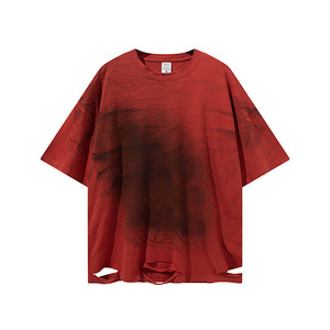 High Quality OEM Men Retro Acid Wash Tee Shirt Soft Cotton Oversized Fit Casual Fashion Streetwear Blank T Shirt for Printing - Product Image 4