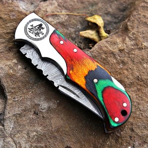 Cuchillo de Bolsillo Plegable Clásico UA Supplies, Hecho a Mano en Damasco, con Bloqueo de Seguridad, para Caza y Uso Industrial, Garantía de 1 Año, 6.5 Pulgadas, Personalizado - Product Image 5