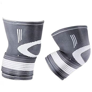 Genouillère en néoprène à fermeture par tirette, respirante, protection pour toutes les saisons, universelle, unisexe, grise avec bordure noire - Product Image 2