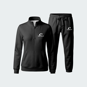 2026 New Design Solid Casual Regular Fit Full Sleeve Lightweight Breathable Winter Wear <b>Women's</b> <b>Quarter</b> Zipper Tracksuit Set - Product Image 4