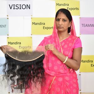 100% Machine Double Weft Natural Vendor 13*4 Frontal Wavy Hair <b>Cheap</b> Unprocessed Virgin Indian Temple Human Hair <b>Extensions</b> - Product Image 4