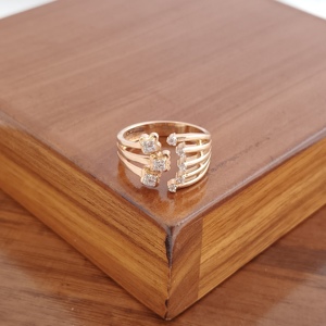 Namivaa 18K Rose Gold Multi Band <b>Open</b> <b>Ring</b> Modern Geometric Crossover Design Women Daily Wear Fine Jewelry High Polish Gift - Product Image 2