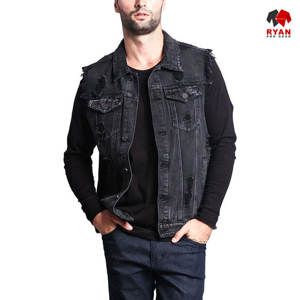 Gilet en jean unisexe sans manches, design personnalisé, écologique, tendance, avec logo personnalisé, Ryan Pro Gear - Product Image 4