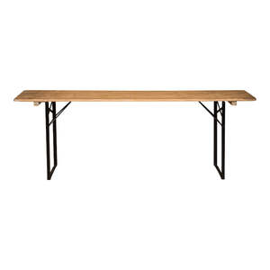 Table de bistrot vintage en bois avec pieds pliants en métal noir, table de présentation rustique pour les événements de mariage, les fêtes, les meubles de réception - Product Image 1