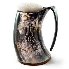 Mug à bière personnalisable haut de gamme en corne de bœuf 100% naturelle, poli, style animalier, écologique, vente en gros - Product Image 3