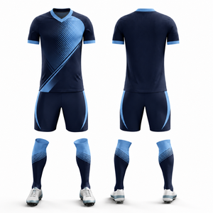 Conjunto de Uniforme de Fútbol Personalizado, Camiseta de Manga Corta con Cuello en V, Poliéster que Absorbe la Humedad, Equipación de Fútbol para Hombre, Adultos - Product Image 1