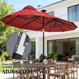 Parasol de terrasse solaire rouge bordeaux pour cour extérieure - Product Image 2