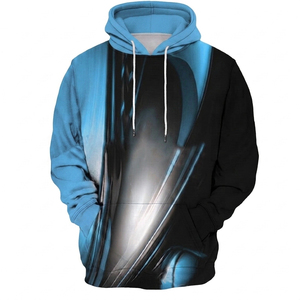 Sweat-shirt à capuche pour homme, bleu et noir, imprimé abstrait, coupe classique, décontracté, impression par sublimation, polyester tricoté, vêtements d'hiver - Product Image 1