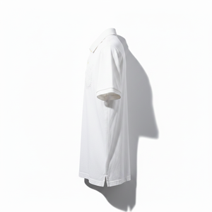 Chemise blanche à manches courtes pour homme avec logo brodé sur le devant, coupe classique, toile 100% coton, décontractée et respirante - Product Image 3