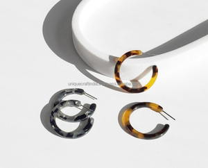 <b>Gold</b> Geometric Epoxy Resin Drop Dangle Earrings Women Fashion Jewelry Tortoiseshell Buckle <b>Swimsuit</b> Bikini Connectors Wholesale - Product Image 1