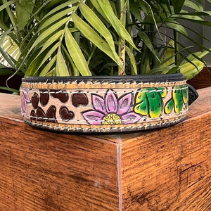 New Made of 100% Genuine Leather Adjustable Dog Collar High Quality Hand Tooled Leather Pet Collar for Small Medium & Large Dogs - Product Image 6