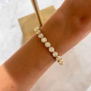 Round Cut Lab Grown Diamond Tennis Bangle Bezel Set 56 x 46mm 6.25 Length <b>Cuff</b> <b>Bracelet</b> Wholesale 14k 18k Solid Gold Manufacture - Product Image 3
