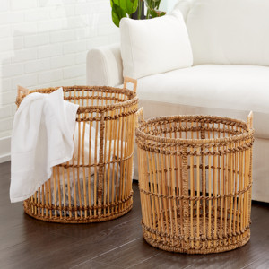 Cesta de Almacenamiento Redonda de Bambú y Ratán, Rústica, Ecológica, Tejida a Mano, Organizador para Soluciones de Almacenamiento del Hogar - Product Image 2