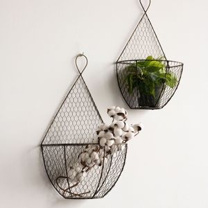 Handmade Decorative Iron Wall Mounted <b>Basket</b> for Rustic Farmhouse Living Room Wall Accent Decoration - Product Image 1