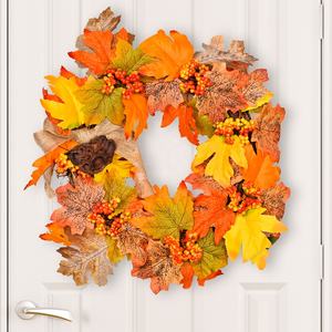 Guirnalda de Hojas de Acción de Gracias Personalizable WUJI, Decoración Moderna para el Hogar, Ratán, PVC, Poliéster, Adorno de Pared, 35 cm x 35 cm, Artículo Popular Diario - Product Image 2