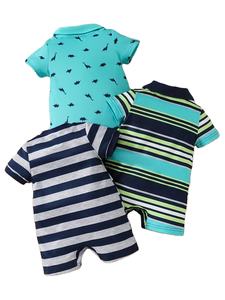 Ensemble de barboteuse décontractée à manches courtes pour bébé, col rabattu et body à col rond, vêtements d'été pour tout-petits et bébés garçons - Product Image 2