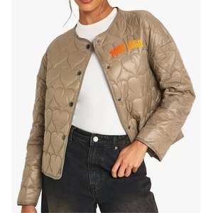 OEM <b>Women</b> Fashionable Padded Quilted Jacket Long Sleeve Zipper Casual Windproof Breathable Logo Front Polyester Puffer <b>Coat</b> - Product Image 4