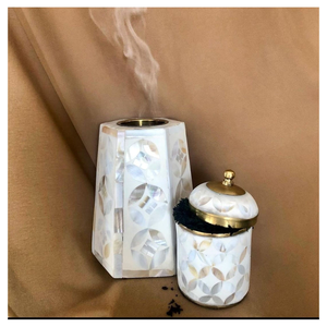 <b>Electric</b> Bone Inlay Oud Burner 2025 Mother Pearl Inlay Bakhoor <b>MOP</b> Tray Medkhan Resin Box Mabkhara Burner Arabic Style Religious - Product Image 3