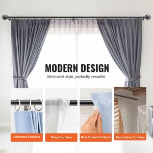 Tenda regolabile 36-72 pollici (3-6 piedi) nera a doppia asta 1 \ "3/4 \" diametro drappeggi per finestre Finials per tende oscuranti - Product Image 5