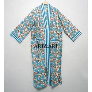 Kimono de algodón para mujer al por mayor, 100% algodón indio, talla única, transpirable, floral, para primavera/verano, ropa de baño, bata elegante para damas de honor - Product Image 3