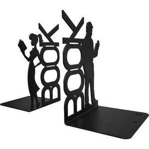 Ensemble de 2 serre-livres décoratifs en métal, serre-livres antidérapants, supports de livres en acier pour la décoration de la maison, design unique en forme de silhouette - Product Image 1