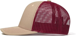 INDEX APPAREL Tan Red Mesh Trucker Cap 6-Panel Adjustable Unisex Casual <b>Hat</b> Spring <b>Summer</b> Solid Color - Product Image 3