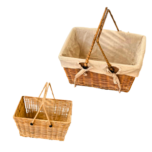 Panier de rangement en rotin écologique avec doublure douce, support métallique, forme rectangulaire multifonctionnelle, emballage cadeau idéal - Product Image 1