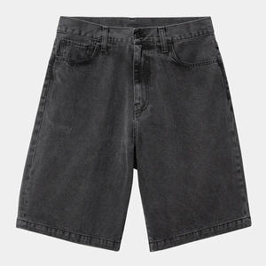 <b>Men's</b> High Waist Denim Bermuda Shorts Button Fly Solid Color Casual Style Washed Cotton Fabric - Product Image 2