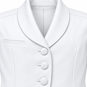 Doctor Coat Bright White Shawl Collar Medical Lab Coat Custom Wholesale Unisex Healthcare Workwear Uniform With <b>Covered</b> <b>Buttons</b> - Product Image 5