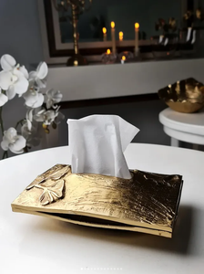 Boîte à mouchoirs en métal haut de gamme, distributeur de serviettes moderne en argent floral, organisateur de mouchoirs décoratif pour la table, pour la vaisselle - Product Image 4