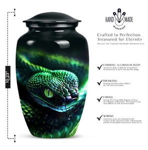 Urne funéraire personnalisée en aluminium de grande taille avec motif plume cosmique bleue, récipient pour cendres d'adultes, pour fournitures funéraires - Product Image 6