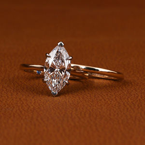 Anillo de Diamantes Marquise de 3.0 CT Cultivados en Laboratorio con Certificado IGI Personalizado, Conjunto de Anillos de Oro Blanco de 14K, Joyería Fina para Novia - Product Image 1