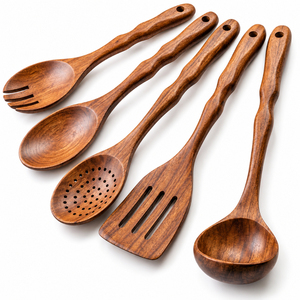 Juego de Utensilios de Cocina de Madera Ecológicos al por Mayor, Cucharas de Madera Natural para Cocina, Resistentes al Calor, Antiadherentes - Product Image 5
