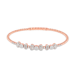 Interlocking Dual-Ring Motif Diamond Link <b>Bangle</b> <b>Bracelet</b> - Product Image 3