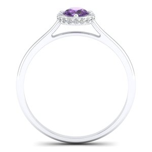 Bague REYES en argent sterling 925 certifié GRA avec halo caché de moissanites, taille brillant rond, 0,5 carat, pierre de naissance améthyste - Product Image 4