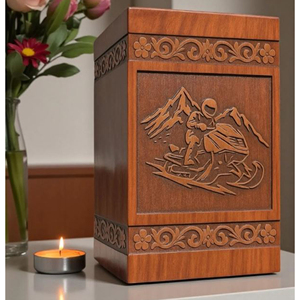 Snowmobile Engraved Wood Cremation Urn | Personalized Memorial Box Memorial Keepsake by AYAANS - Product Image 6
