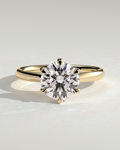 แหวนเพชรเม็ดเดี่ยวทรงกลม 1 กะรัต ทองคำแท้ 14K เพชรเลี้ยงในห้องปฏิบัติการ 6 กรงเล็บ E VVS2 แหวนหมั้นสุดหรู 2026 - Product Image 1