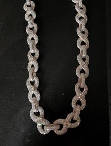 Radiant cuban <b>necklace</b> with round cut moissanite stones sparkling finish and fashionable <b>statement</b> styling for men - Product Image 6