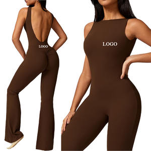 Mono deportivo elástico sin espalda y sin mangas de secado rápido, con efecto fruncido para realce de glúteos, para gimnasio y yoga - Product Image 1