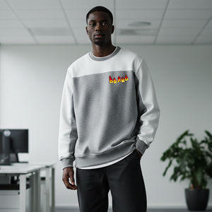 Sweat-shirts en coton pour hommes de haute qualité, style streetwear, à deux tons, avec logo brodé et imprimé en relief, coupe ample, style hip hop - Product Image 1