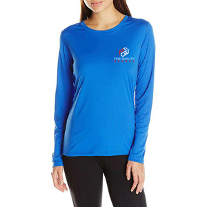 T-shirt à manches longues col rond pour femme, 100 % coton, coupe oversize, anti-boulochage, décontracté, sport, logo imprimé sur le devant - Product Image 6